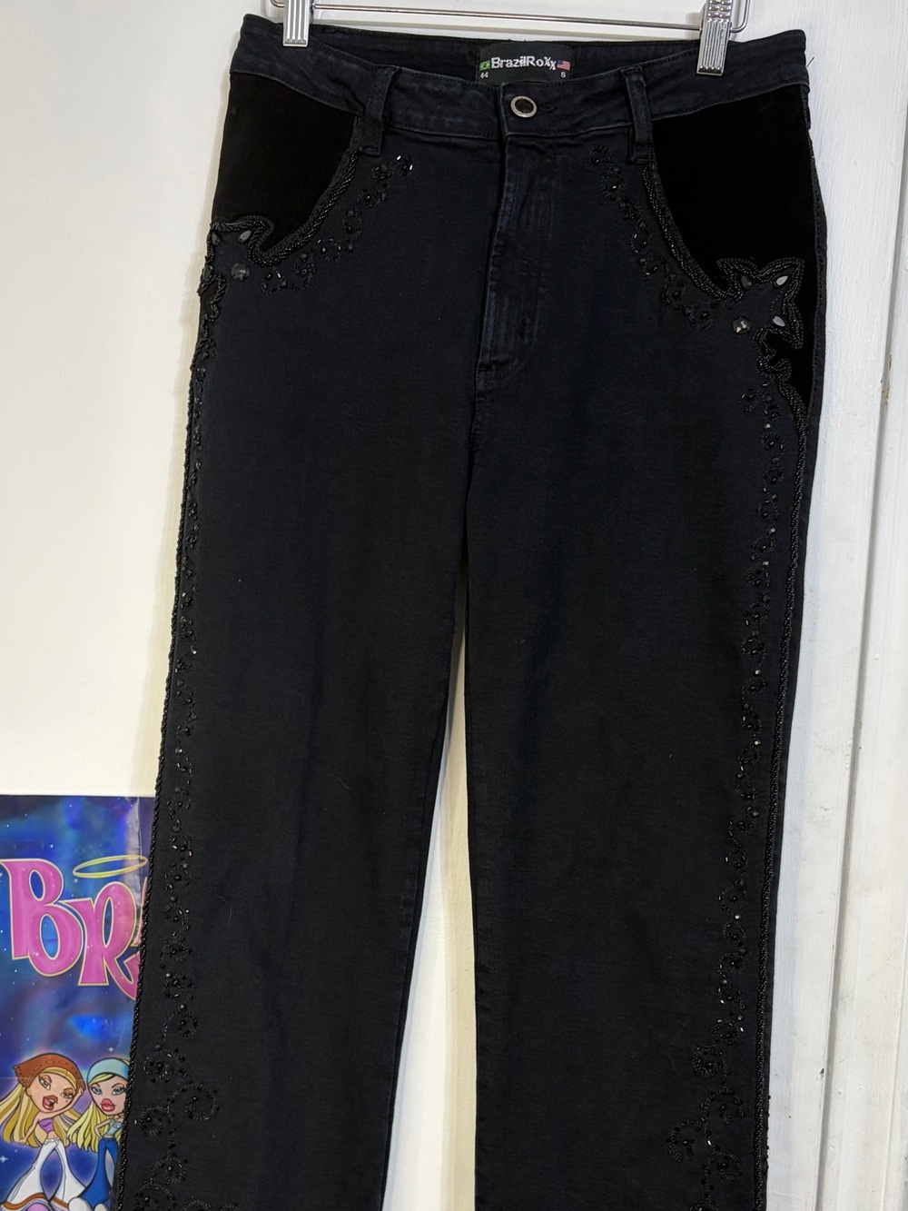Brazilroxx Black Embellished Boot-Cut Jeans